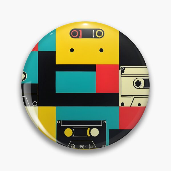 Item preview, Cassette Tape Loops – Retro Cassette Pattern in Bauhaus retro Pop Art Style designed and sold by WhimsicalThredz.