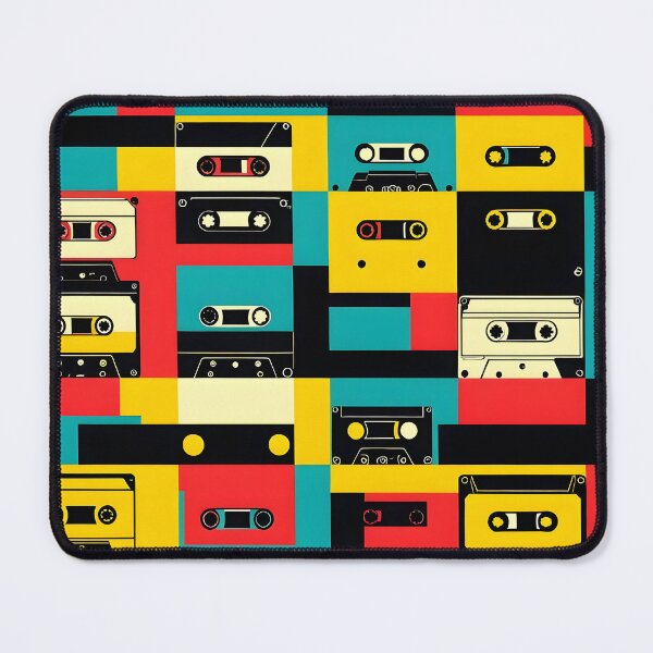 Item preview, Cassette Tape Loops – Retro Cassette Pattern in Bauhaus retro Pop Art Style designed and sold by WhimsicalThredz.