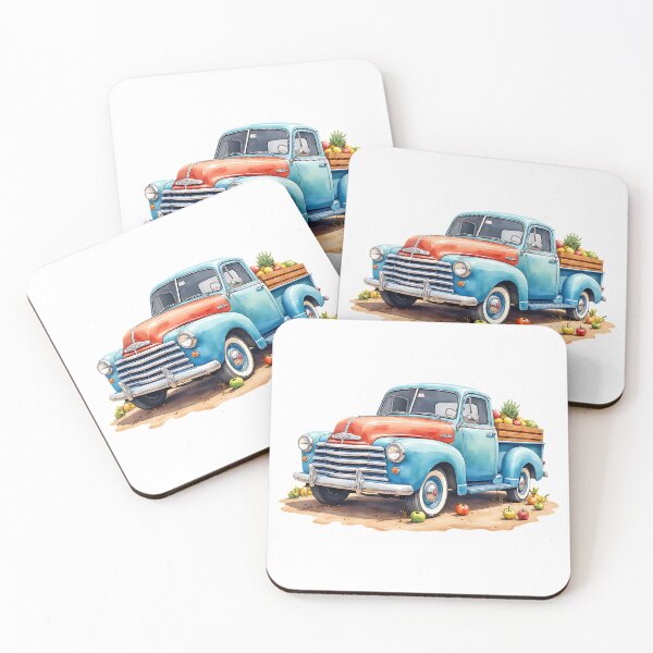 Item preview, Blue Red Cartoon Vintage Truck With Fruits designed and sold by FunCartoonSpot.