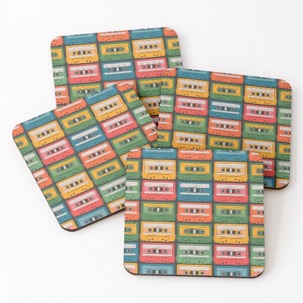 Item preview, Cassette Tape – Retro Cassette Pattern in Bauhaus retro Pop Art Style designed and sold by WhimsicalThredz.