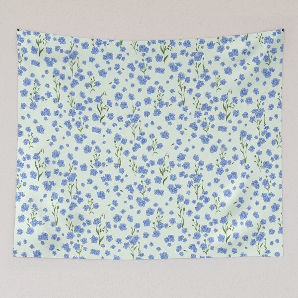 Item preview, Floral pattern. Blue meadow wild flowers, summer mood, healing pictures, blue flowers, spring, medicinal herbs, flax blossom, wild field flowers, artbysvetik designed and sold by ArtbySvetik.