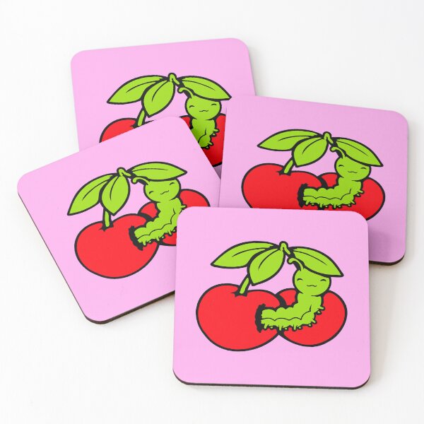 Item preview, Caterpillar Cherry Eating Hungry Hole Larvae Worm Drawing designed and sold by shirt-o-mat.