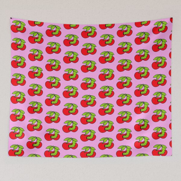 Item preview, Caterpillar Cherry Eating Hungry Hole Larvae Worm Drawing designed and sold by shirt-o-mat.