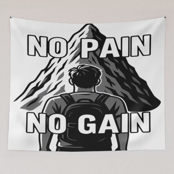 Item preview, no pain no gain ,motivational fitness phrase  designed and sold by Vins-Printed.