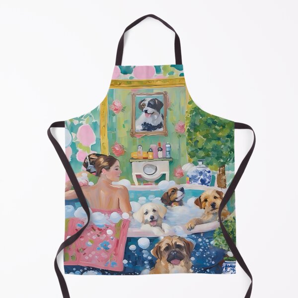 Item preview, Grandmillennial art, Spa in Palm Besch, whimsical glam dogs art designed and sold by SophieClimaArt.