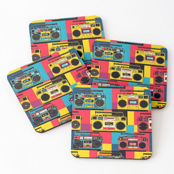 Item preview, Boom Grid – Retro Boombox Pattern in Bauhaus Pop Art Style designed and sold by WhimsicalThredz.