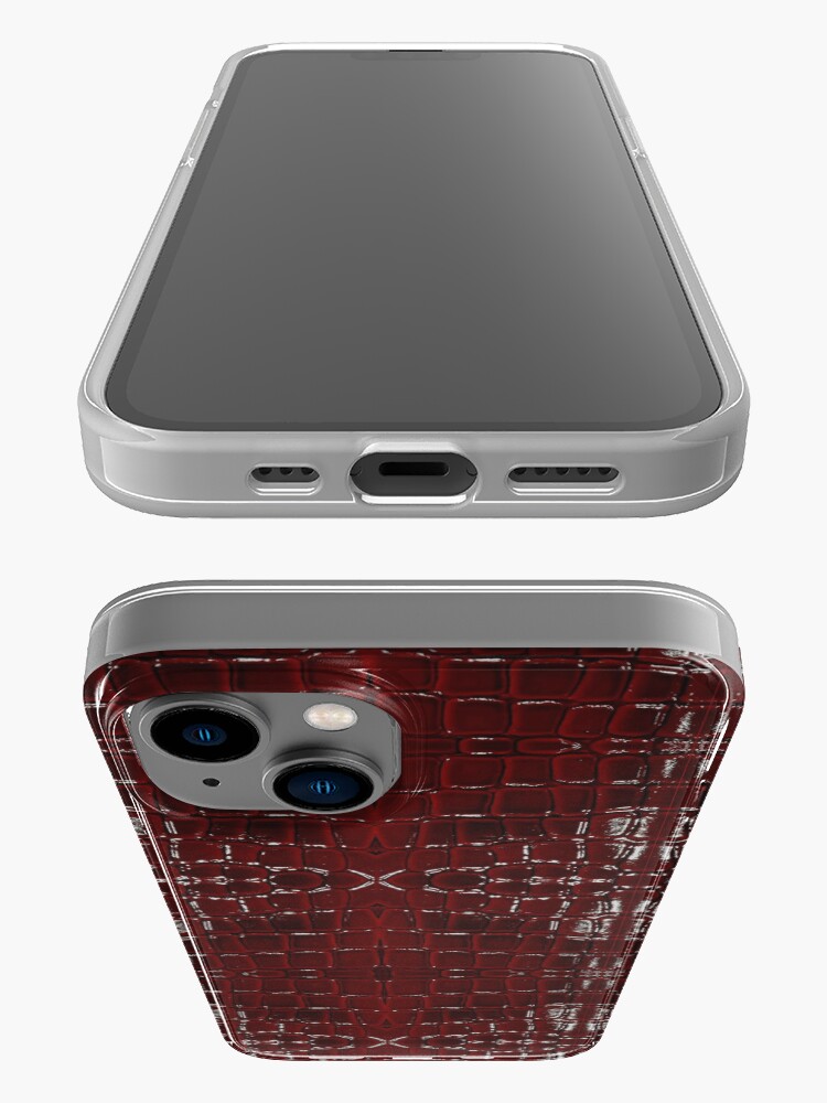 Dark Red Crocodile Leather, Red Aesthetic iPhone Case