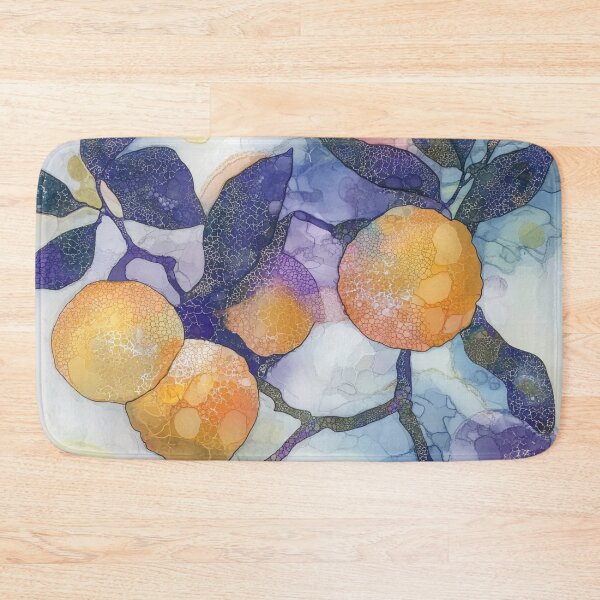 Artikelvorschau, Abstrakter Zitruszweig in Lila und Orange – Alcohol Ink Design entworfen und verkauft von dawnleblanc55.