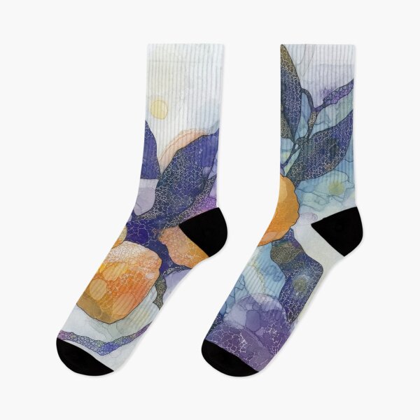 Item preview, Abstract Citrus Branch in Purple and Orange – Alcohol Ink Design designed and sold by dawnleblanc55.