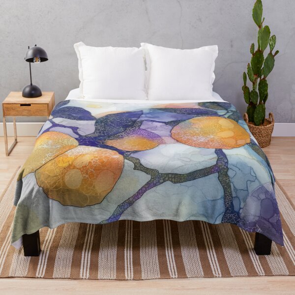 Item preview, Abstract Citrus Branch in Purple and Orange – Alcohol Ink Design designed and sold by dawnleblanc55.