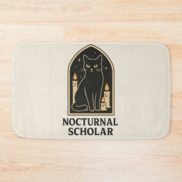 Item preview, Nocturnal Scholar – Black Cat in Gothic Candlelight designed and sold by VoidBloom Studio.