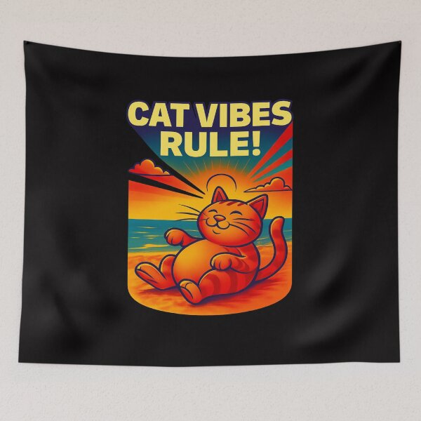 Item preview, Cat Vibes Rule – Pop Art Beach Cat designed and sold by LittleCountess.