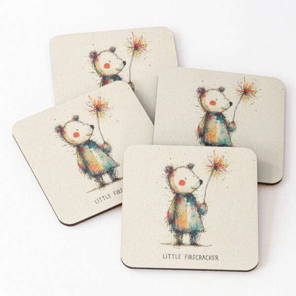 Item preview, Little Firecracker Bear Illustration – Whimsical Watercolor Style designed and sold by dawnleblanc55.