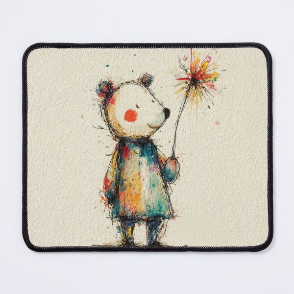 Item preview, Little Firecracker Bear Illustration – Whimsical Watercolor Style designed and sold by dawnleblanc55.