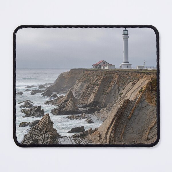 Item preview, Point Arena Lighthouse with emphasis on cliff formations designed and sold by lisavonbiela.