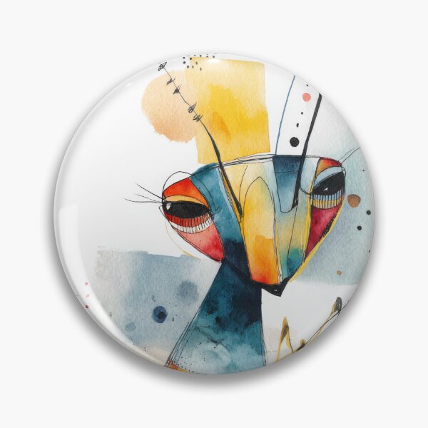 Item preview, Quirky Abstract Praying Mantis Portrait – Watercolor Insect Art designed and sold by dawnleblanc55.