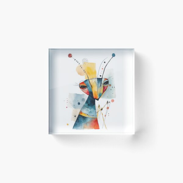 Item preview, Quirky Abstract Praying Mantis Portrait – Watercolor Insect Art designed and sold by dawnleblanc55.