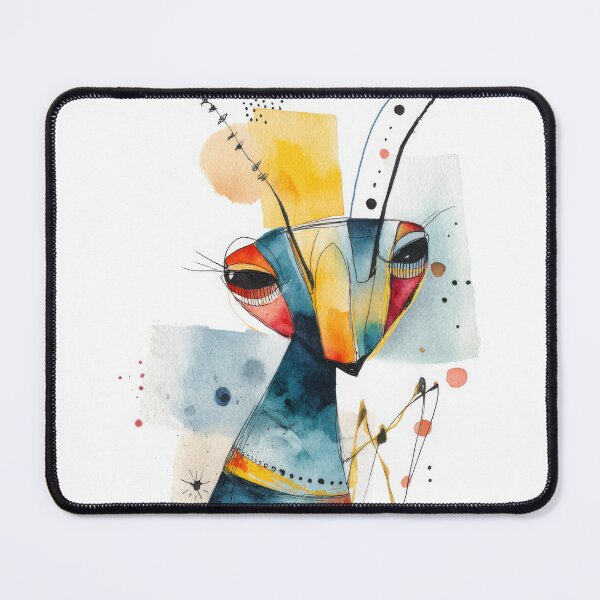 Item preview, Quirky Abstract Praying Mantis Portrait – Watercolor Insect Art designed and sold by dawnleblanc55.