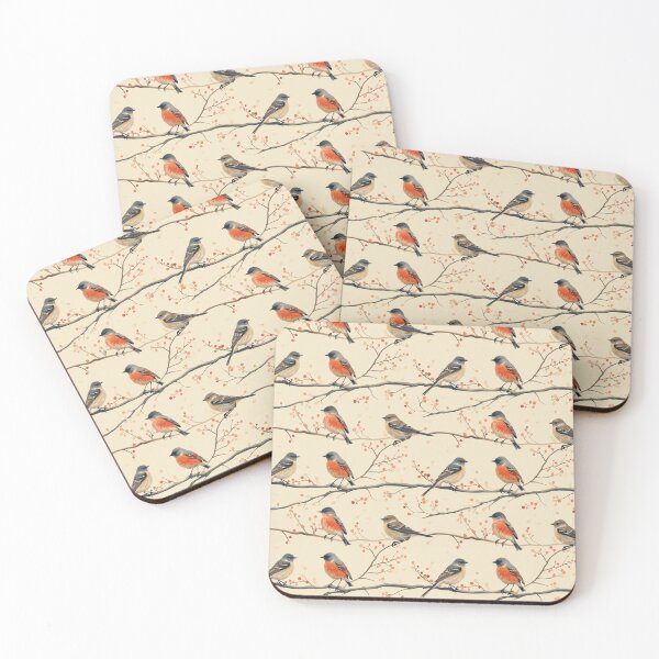 Item preview, Watercolor Birds on Branches with Autumn Berries Pattern designed and sold by NTGUILTY.