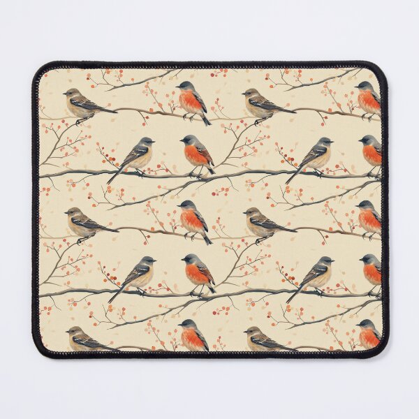 Item preview, Watercolor Birds on Branches with Autumn Berries Pattern designed and sold by NTGUILTY.