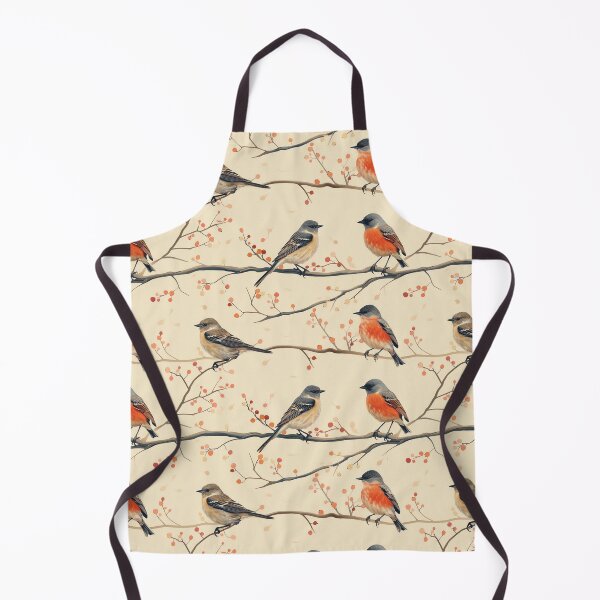 Item preview, Watercolor Birds on Branches with Autumn Berries Pattern designed and sold by NTGUILTY.