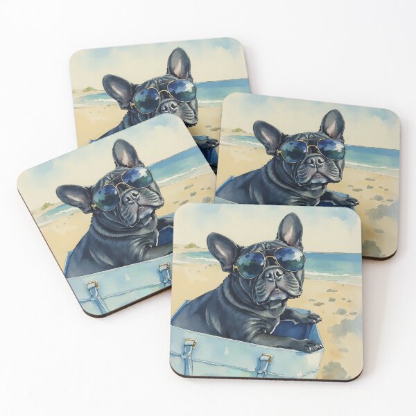 Item preview, Frenchie Beach Day Watercolor designed and sold by Magnolia Valley Art.