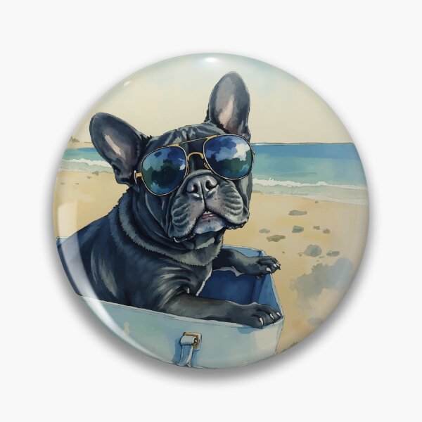 Item preview, Frenchie Beach Day Watercolor designed and sold by Magnolia Valley Art.