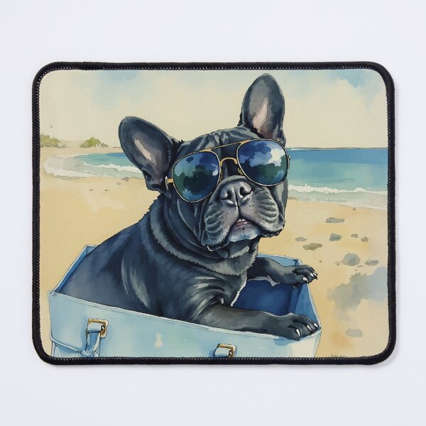 Item preview, Frenchie Beach Day Watercolor designed and sold by Magnolia Valley Art.
