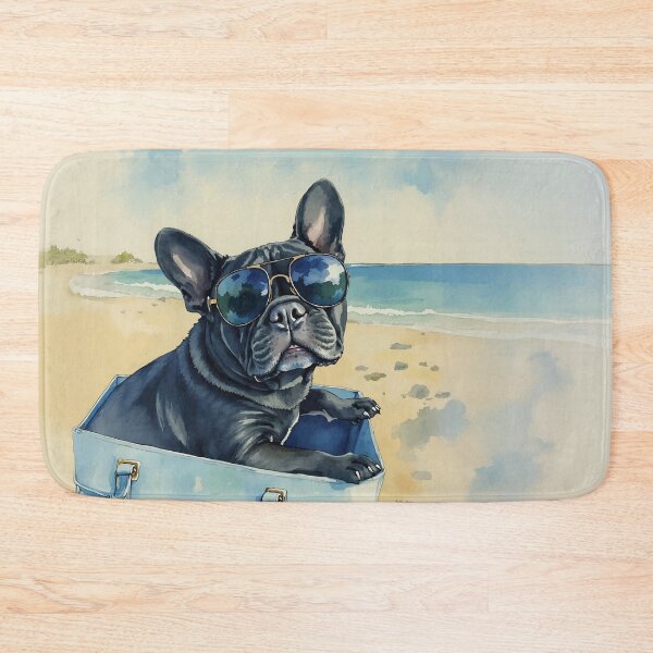 Artikelvorschau, Frenchie Strandtag Aquarell entworfen und verkauft von Magnolia Valley Art.