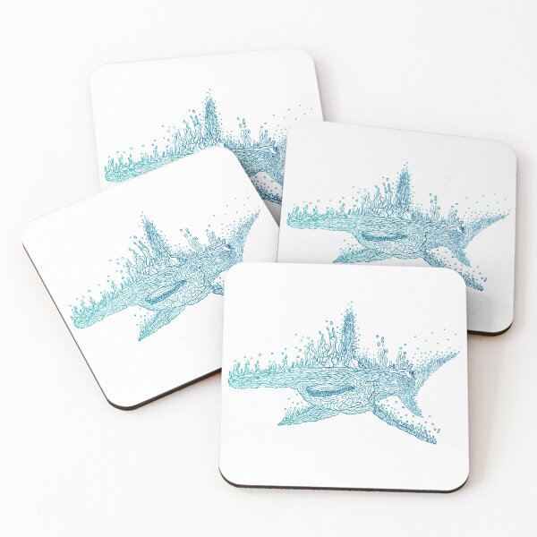 Item preview, Hammerhead shark rising bubbles lineart designed and sold by nostakesart.