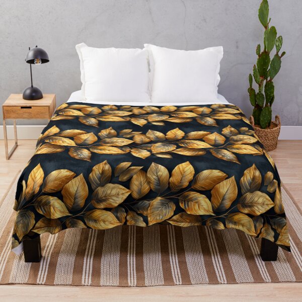 Item preview, Luxurious Golden Leaves on Dark Background designed and sold by NTGUILTY.
