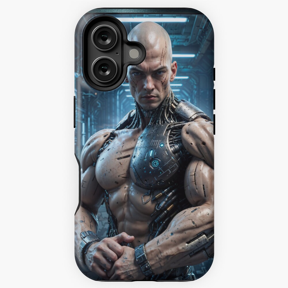 The Metallic Might Of A Cybernetic Sentinel Striking AI Concept Art by Xzendor7 Decorative Art Prinit iPhone Cases