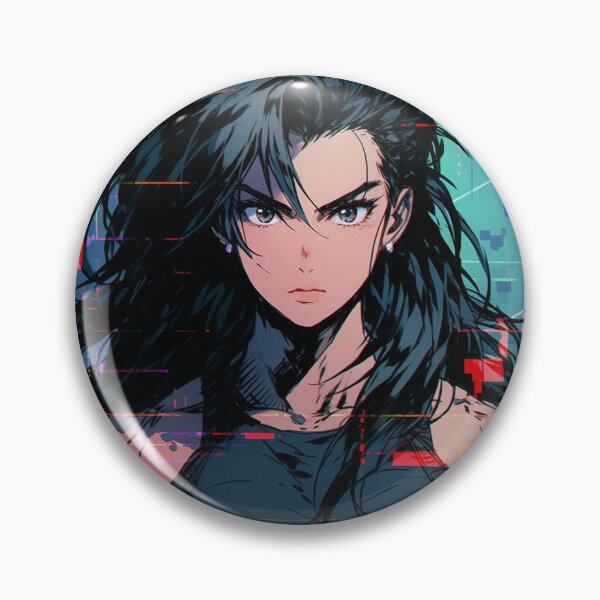 Artikelvorschau, Dunkelhaariges Anime-Kämpfermädchen – Retro-Techcore-Muskelästhetik entworfen und verkauft von AxeWave.
