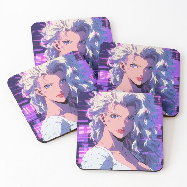 Item preview, White-Haired Cyber Anime Girl – 90s Style Glitchcore Femme Fatale designed and sold by AxeWave.