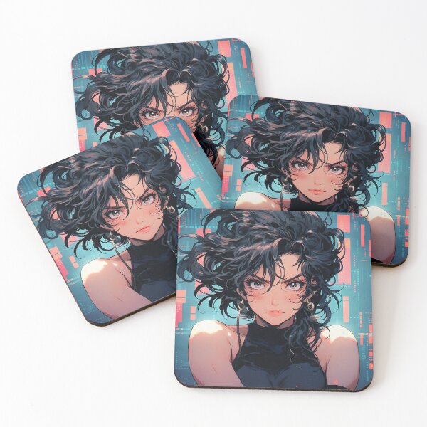 Item preview, 90s Anime Girl – Tough Retro Fighter with Intense Stare designed and sold by AxeWave.