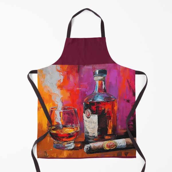 Item preview, Immerse in Warm Elegance - Whiskey Glass with Smoke and Cigar Against a Bold Colorful Background designed and sold by OlfactoART Studio.