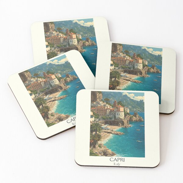 Item preview, Capri Island Poster – Mediterranean Dream Vintage Art designed and sold by TuncGK.