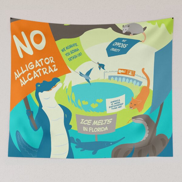 Item preview, NO Alligator Alcatraz — protest art designed and sold by Hrutger.