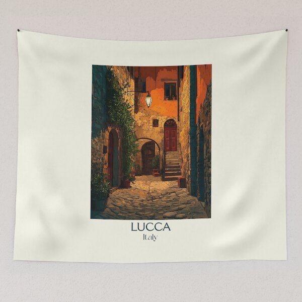 Item preview, Lucca Tuscany Poster – Walled City Vintage Travel Art designed and sold by TuncGK.
