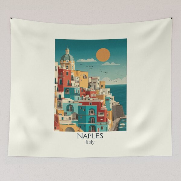 Item preview, Naples Bay Poster – Vesuvius View Italian Coast Art designed and sold by TuncGK.