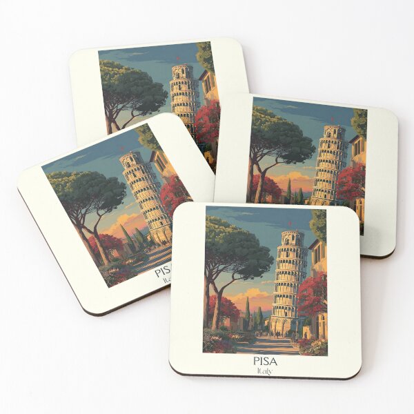 Item preview, Pisa Leaning Tower – Iconic Tuscany Vintage Poster designed and sold by TuncGK.