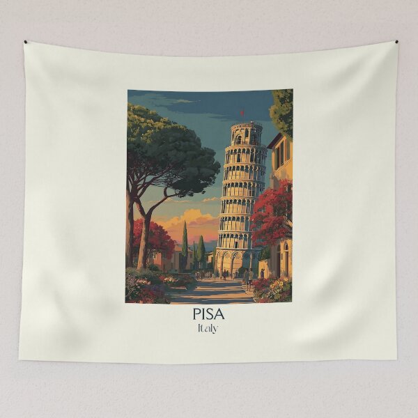 Item preview, Pisa Leaning Tower – Iconic Tuscany Vintage Poster designed and sold by TuncGK.