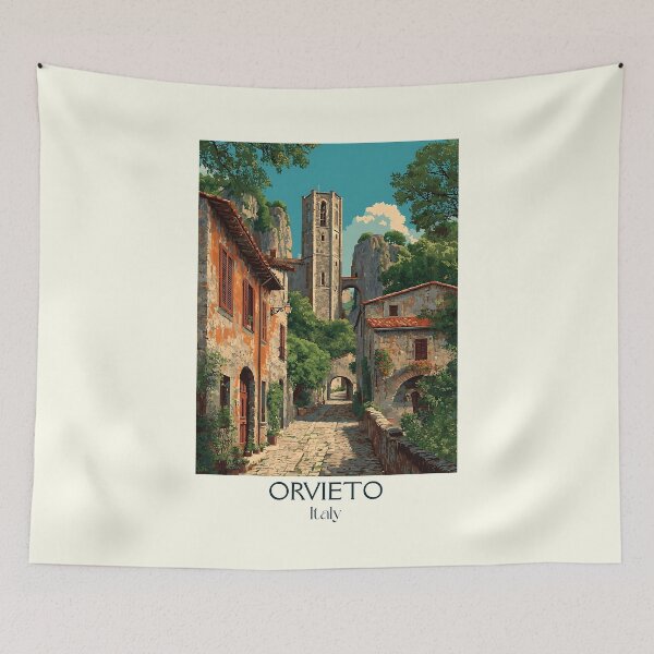 Item preview, Orvieto Umbria Poster – Hilltop Cathedral City Art designed and sold by TuncGK.