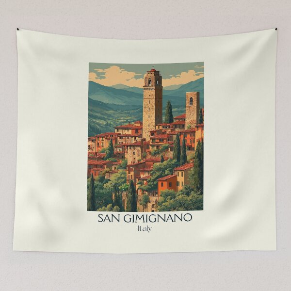 Item preview, San Gimignano Tuscany – Medieval Towers Vintage Poster designed and sold by TuncGK.