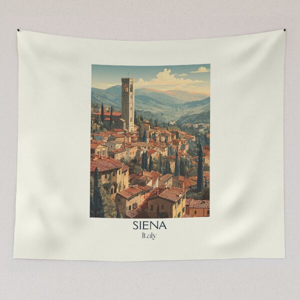 Item preview, Siena Tuscany Poster – Medieval City Piazza Vintage Art designed and sold by TuncGK.