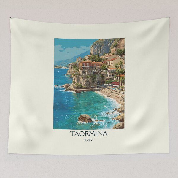 Item preview, Taormina Sicily Poster – Greek Theatre Coastal Art designed and sold by TuncGK.