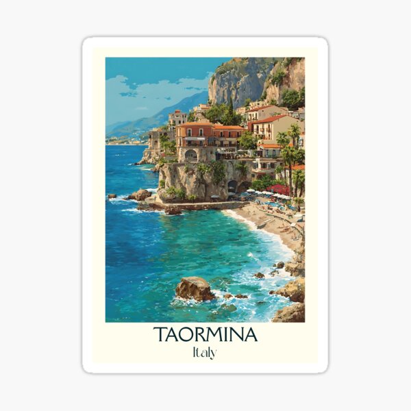 Item preview, Taormina Sicily Poster – Greek Theatre Coastal Art designed and sold by TuncGK.