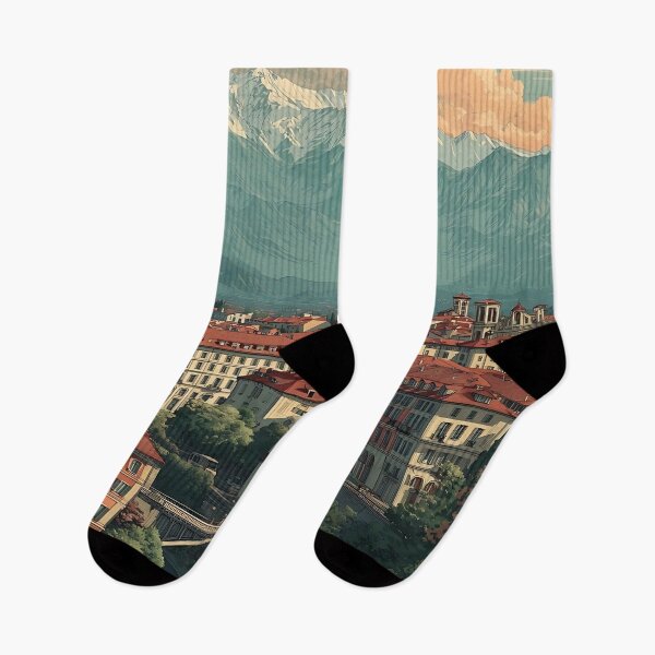 Item preview, Turin Piedmont Poster – Alpine City Vintage Travel Art designed and sold by TuncGK.