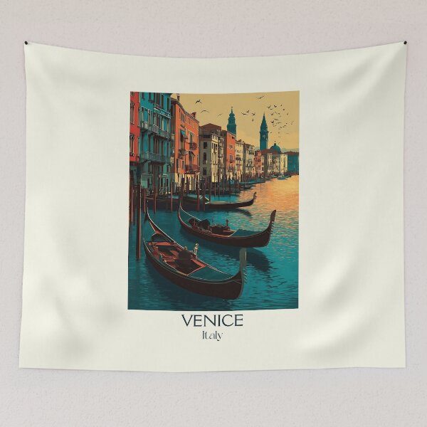 Item preview, Venice Gondola Poster – Grand Canal Sunset Vintage Art designed and sold by TuncGK.