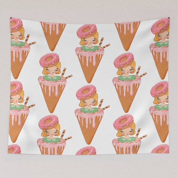 Item preview, Cute girl inside an ice cream cone wearing a donut hat — sweet, whimsical, and full of joy! designed and sold by Corameixa.